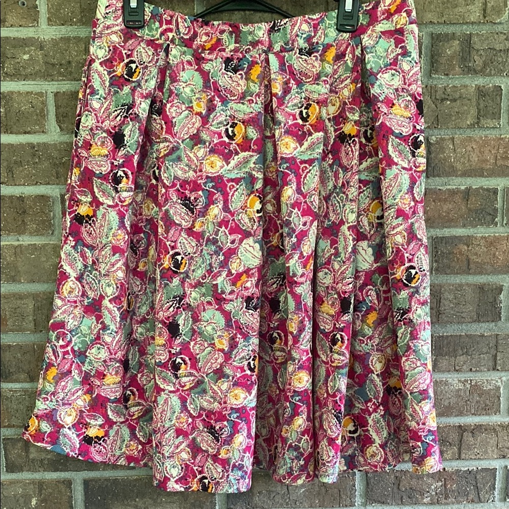 LuLaRoe Pink and Red Knee-Length A-Line Skirt